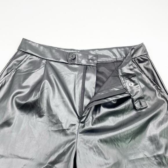 H Halston Faux Leather Pants Women Small Straight Leg Corporate Goth Grunge - Picture 5 of 9